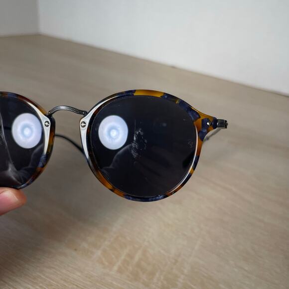 Ray-Ban RB2447 1158/R5 Sunglasses READ Round Fleck Spotted Blue Havana 49-21-145 - Picture 7 of 10